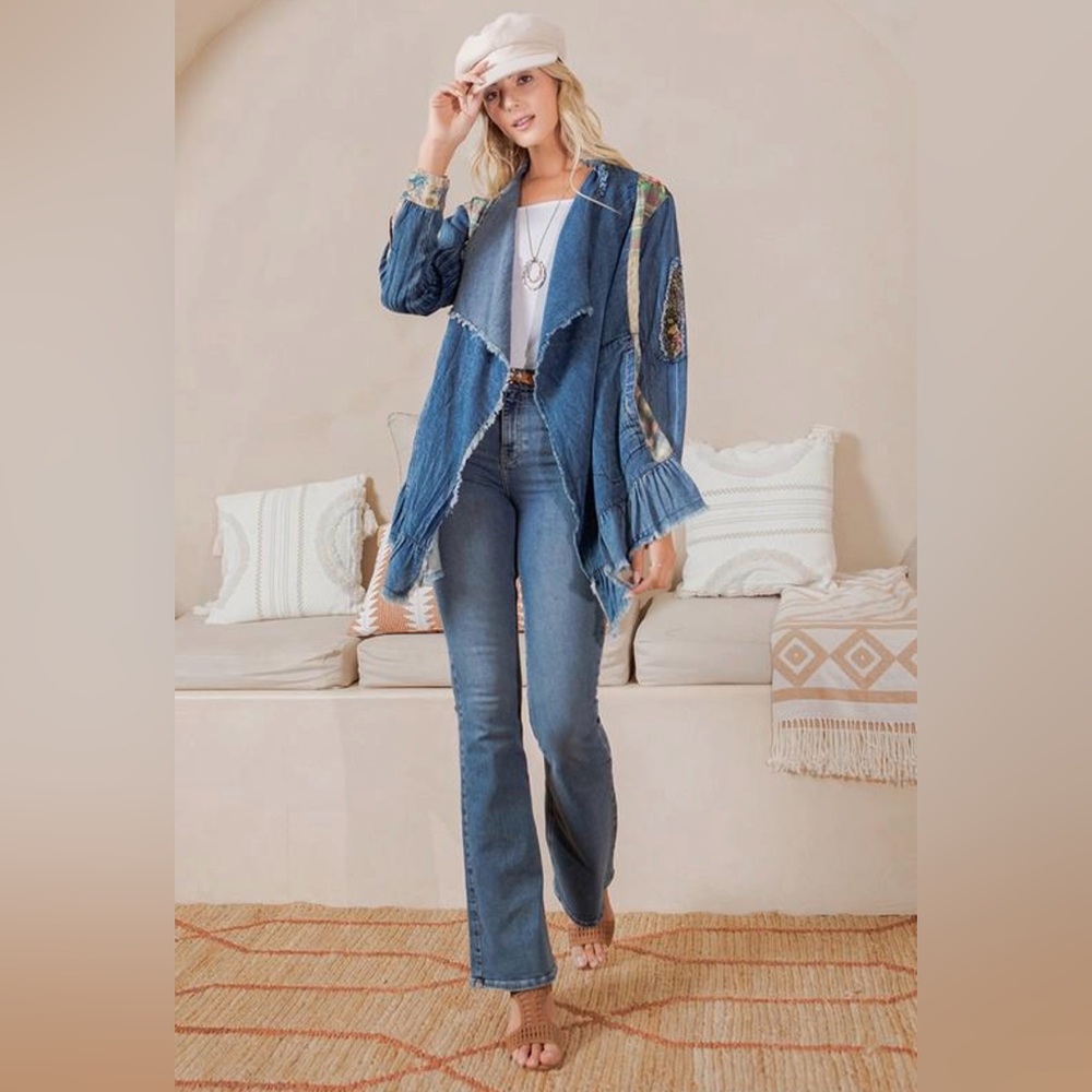 New! Young Threads Artisan Boho Patchwork Denim C… - image 9